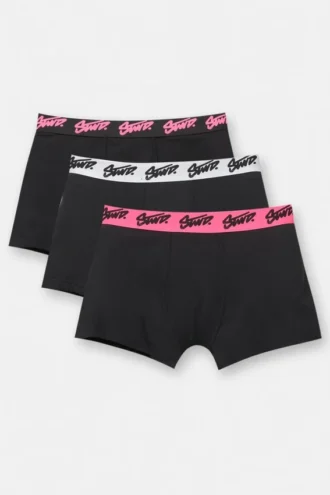 Pack de 3 boxers negros con el logotipo STWD en rosa
