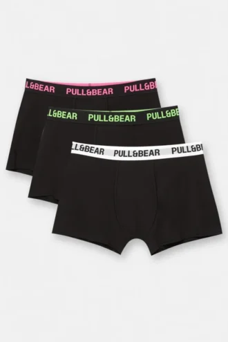 Pack de 3 calzoncillos bóxer negros con cintura de neón Pack de 3 calzoncillos bóxer negros con cintura de neón