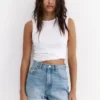 Pantalones Cortos vaqueros de corte «mom» con vuelta