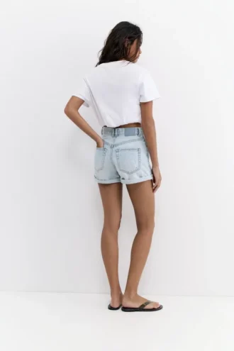 Pantalones Cortos vaqueros de corte «mom» con vuelta
