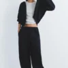 Pantalones de chándal de pierna ancha con bajo ajustable Pantalones de chándal de pierna ancha con bajo ajustable