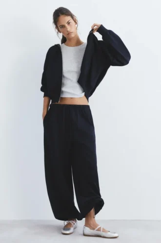 Pantalones de chándal de pierna ancha con bajo ajustable