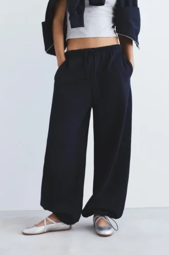 Pantalones de chándal de pierna ancha con bajo ajustable