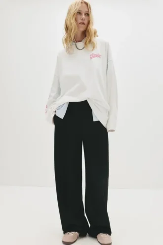 Pantalones de chándal de pierna ancha con costura