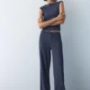 Pantalones de crepé de pierna ancha