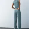 Pantalones de crepé de pierna ancha