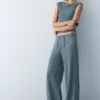 Pantalones de crepé de pierna ancha
