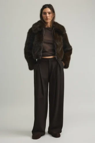 Pantalones de pierna ancha con doble pinza