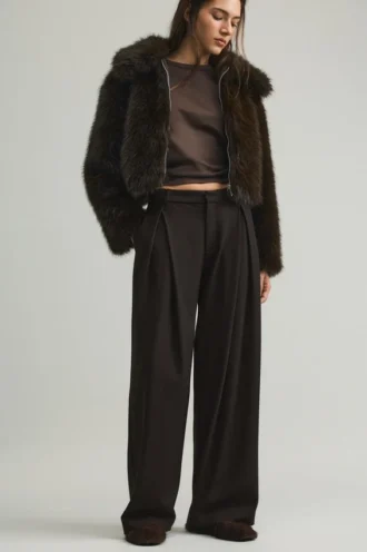 Pantalones de pierna ancha con doble pinza