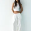 Pantalones de tiro bajo con cintura elástica Pantalones de tiro bajo con cintura elástica