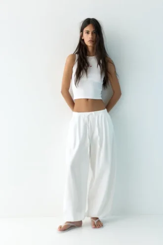 Pantalones de tiro bajo con cintura elástica