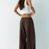Pantalones de tiro bajo con cintura elástica Pantalones de tiro bajo con cintura elástica