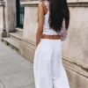 Pantalones de tiro bajo con cintura elástica Pantalones de tiro bajo con cintura elástica