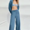 Pantalones fluidos con efecto gasa Pantalones fluidos con efecto gasa