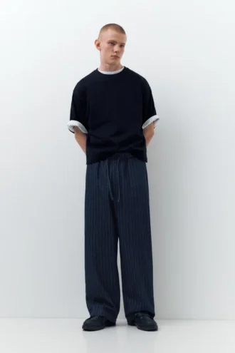 Pantalones jogger de denim a rayas