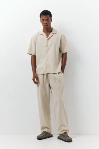 Pantalones joggers de mezcla de lino