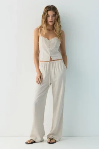 Pantalones joggers de mezcla de lino