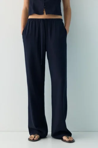 Pantalones joggers de mezcla de lino