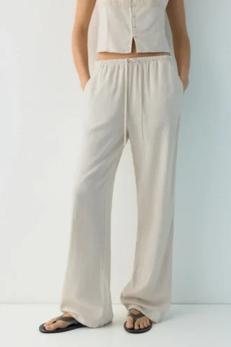 Pantalones joggers de mezcla de lino