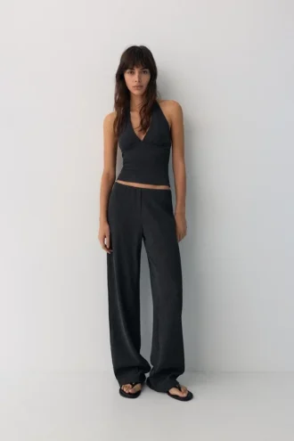 Pantalones rectos de crepé
