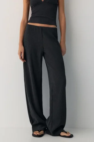 Pantalones rectos de crepé