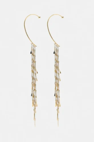 Pendientes tipo ear cuff con flecos