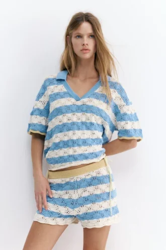 Polos de ganchillo a rayas