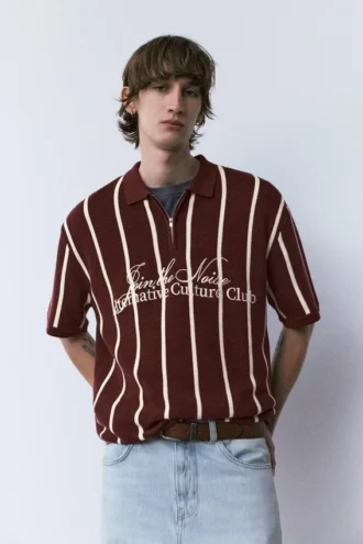 Polos de punto a rayas con cremallera Polos de punto a rayas con cremallera