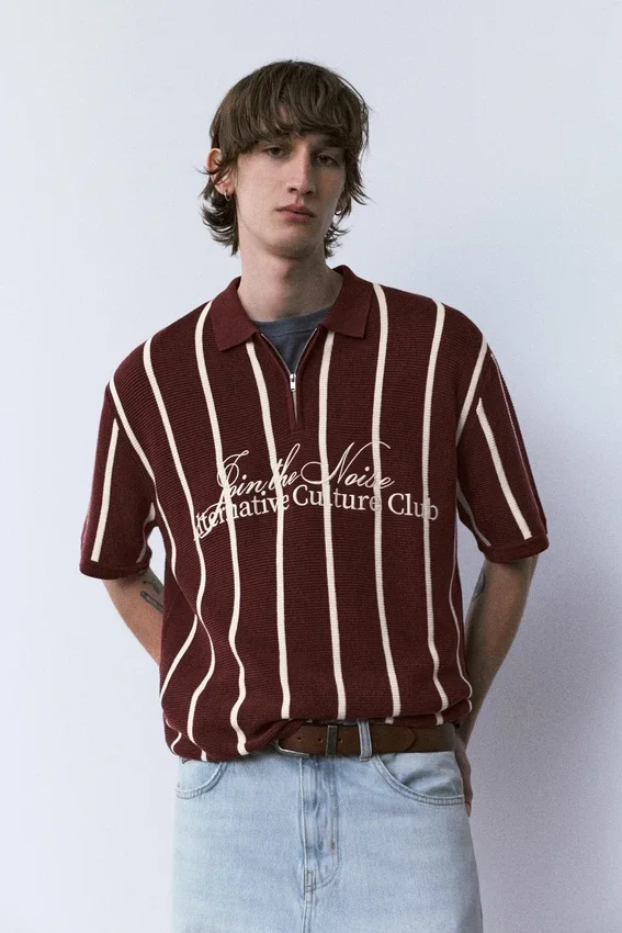 Polos de punto a rayas con cremallera Polos de punto a rayas con cremallera