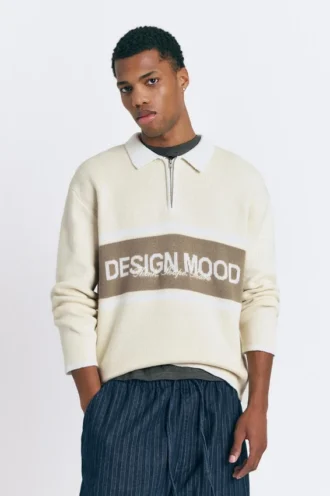 Polos de punto de manga larga con detalle de texto Polos de punto de manga larga con detalle de texto