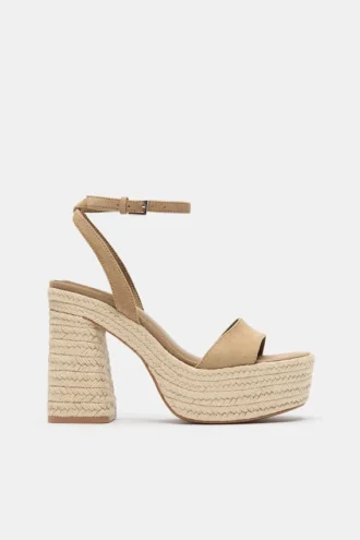 Sandalias de tacón de yute