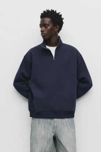 Sudadera básica con cremallera de un cuarto