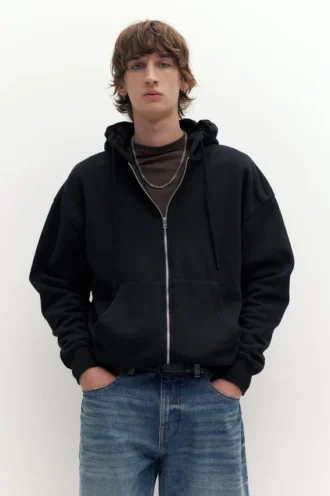 Sudadera básica con cremallera y capucha