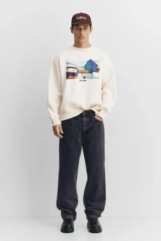 Sudadera con capucha con gráfico de eslogan bordado