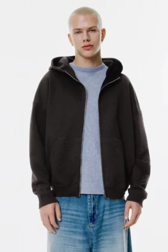 Sudadera con capucha, corte holgado y cremallera