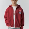 Sudadera con capucha, cremallera y parches Sudadera con capucha, cremallera y parches