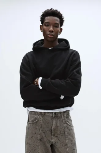 Sudadera con capucha de corte recto