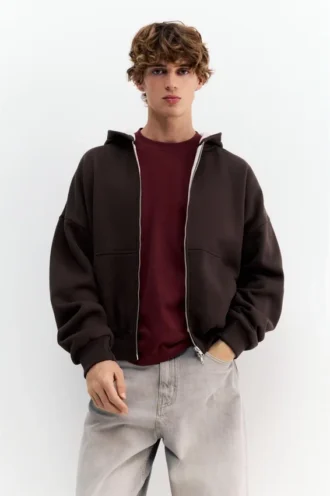 Sudadera con capucha, estampado gráfico y cremallera