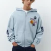 Sudadera con capucha, parches y cremallera Sudadera con capucha, parches y cremallera