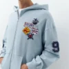 Sudadera con capucha, parches y cremallera Sudadera con capucha, parches y cremallera