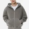 Sudadera con capucha y cremallera de corte holgado y lavado Sudadera con capucha y cremallera de corte holgado y lavado