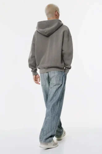 Sudadera con capucha y cremallera de corte holgado y lavado