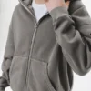 Sudadera con capucha y cremallera de corte holgado y lavado Sudadera con capucha y cremallera de corte holgado y lavado