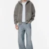 Sudadera con capucha y cremallera de corte holgado y lavado Sudadera con capucha y cremallera de corte holgado y lavado