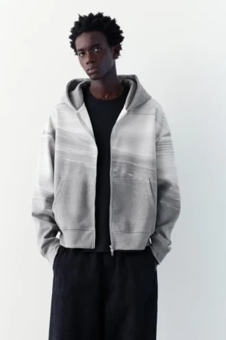 Sudadera con capucha y cremallera de punto interlock