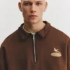 Sudadera con cuello polo y estampado Sudadera con cuello polo y estampado