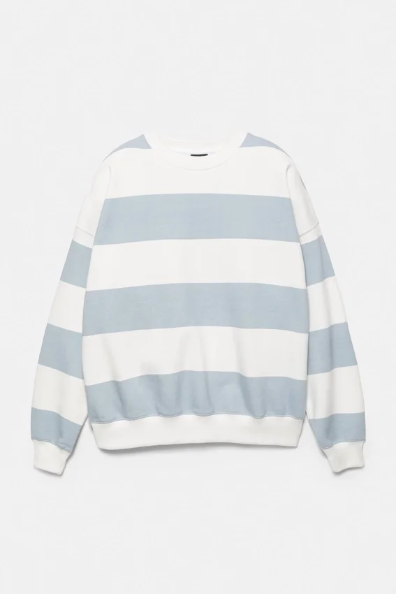 Sudadera de cuello redondo a rayas Sudadera de cuello redondo a rayas