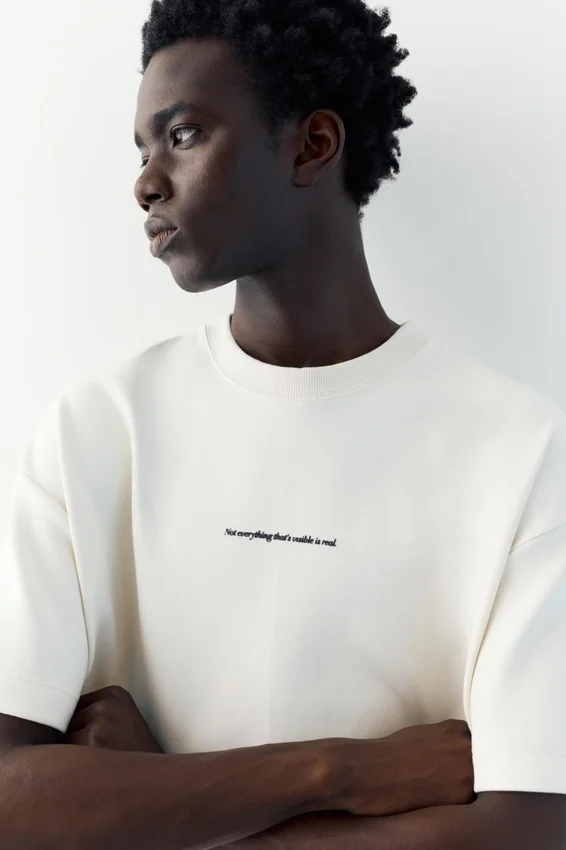 Sudadera de manga corta con eslogan Sudadera de manga corta con eslogan
