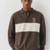 Sudadera marrón con cuello y cremallera Sudadera marrón con cuello y cremallera