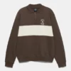 Sudadera marrón con cuello y cremallera Sudadera marrón con cuello y cremallera